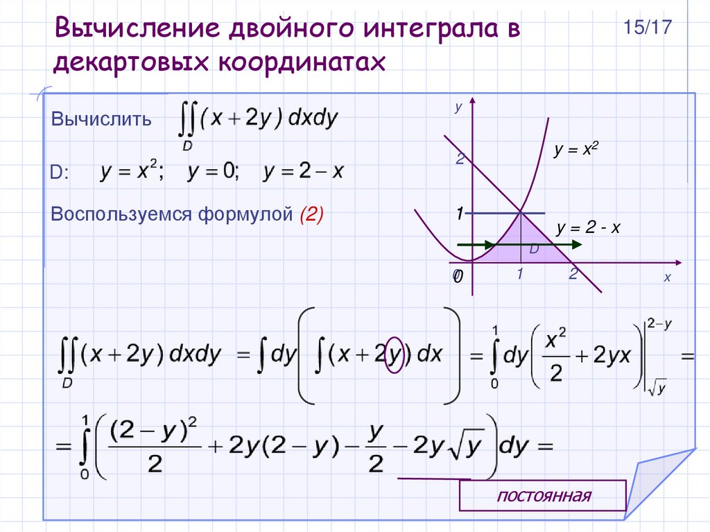 Вычисление двойного интеграла в декартовых координатах