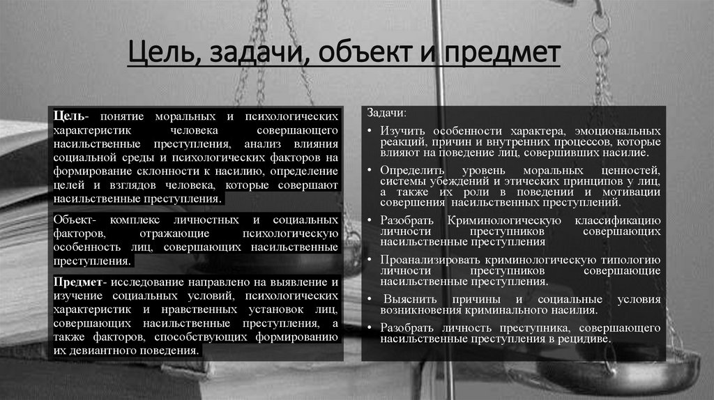 Цель, задачи, объект и предмет