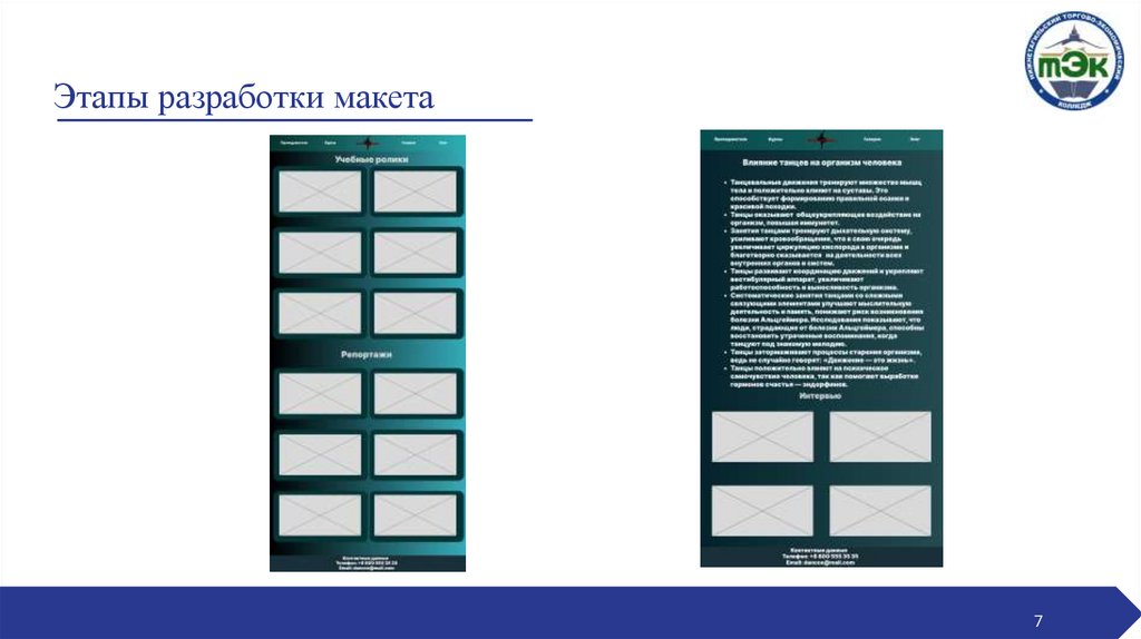 Этапы разработки макета