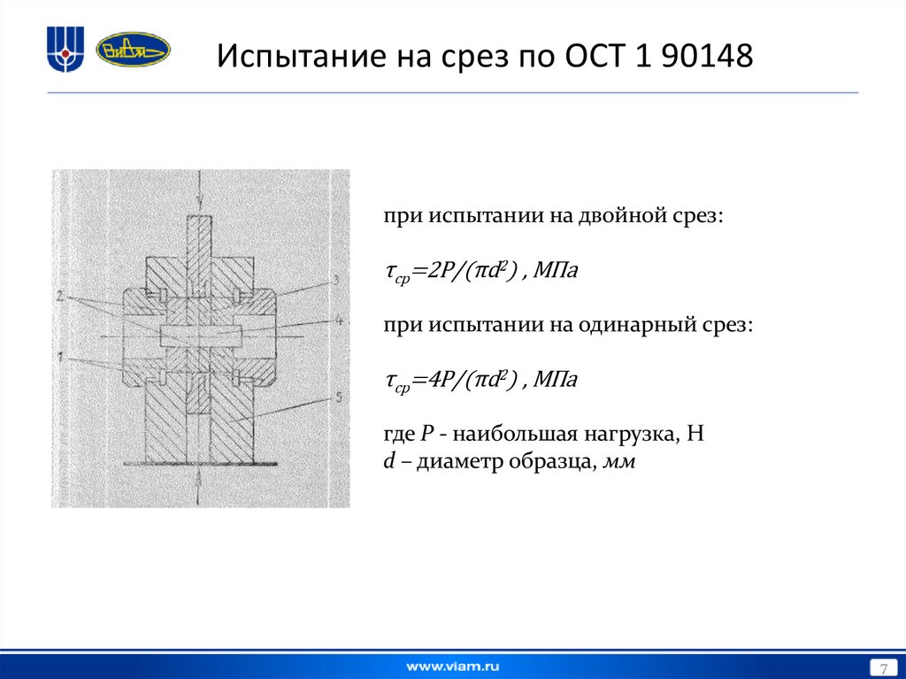 Испытание на срез по ОСТ 1 90148