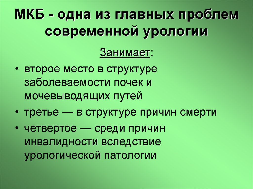МКБ - одна из главных проблем современной урологии