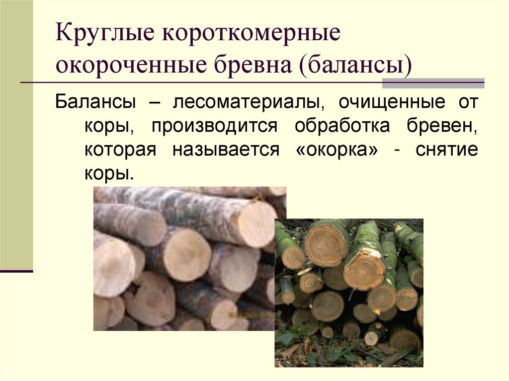 Круглые короткомерные окороченные бревна (балансы)
