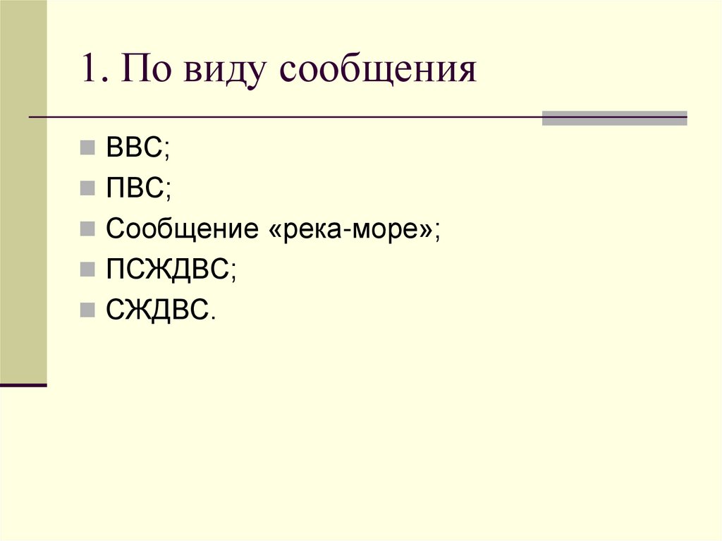 1. По виду сообщения