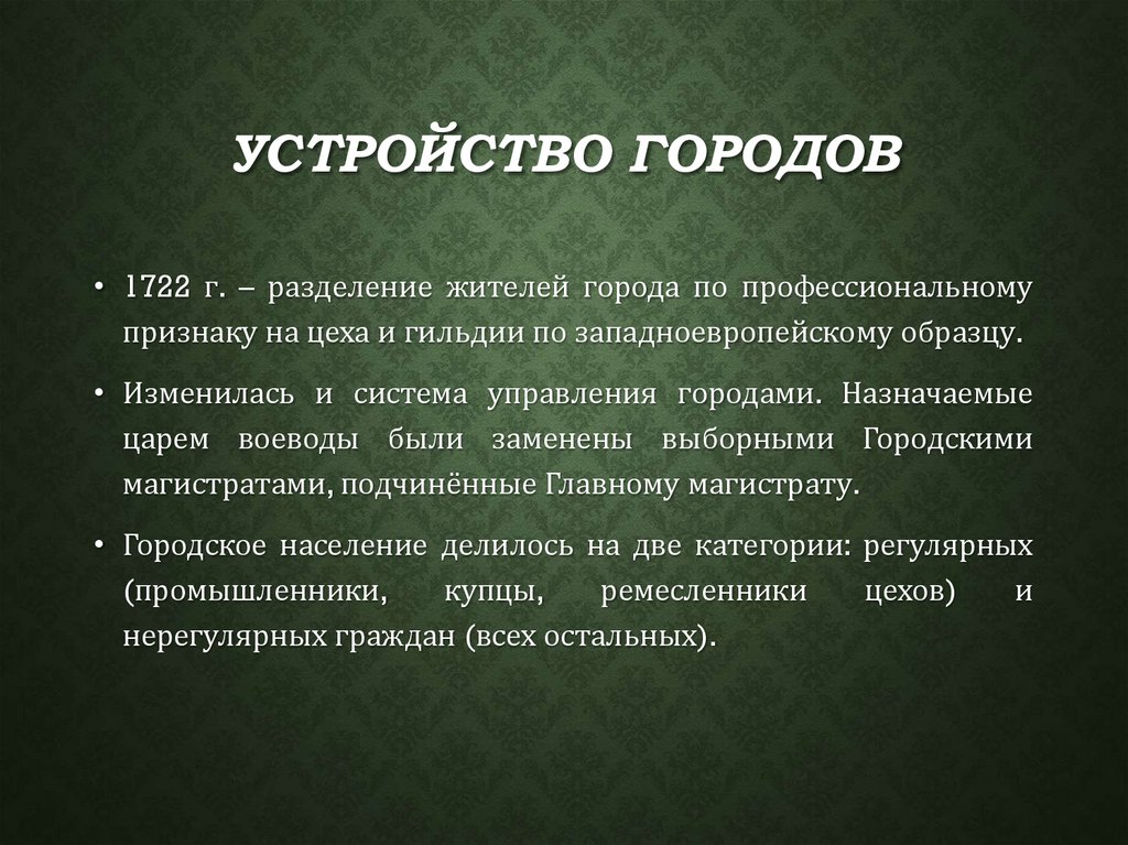Устройство городов