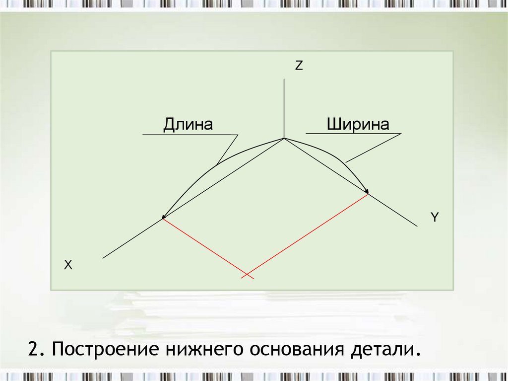 2. Построение нижнего основания детали.