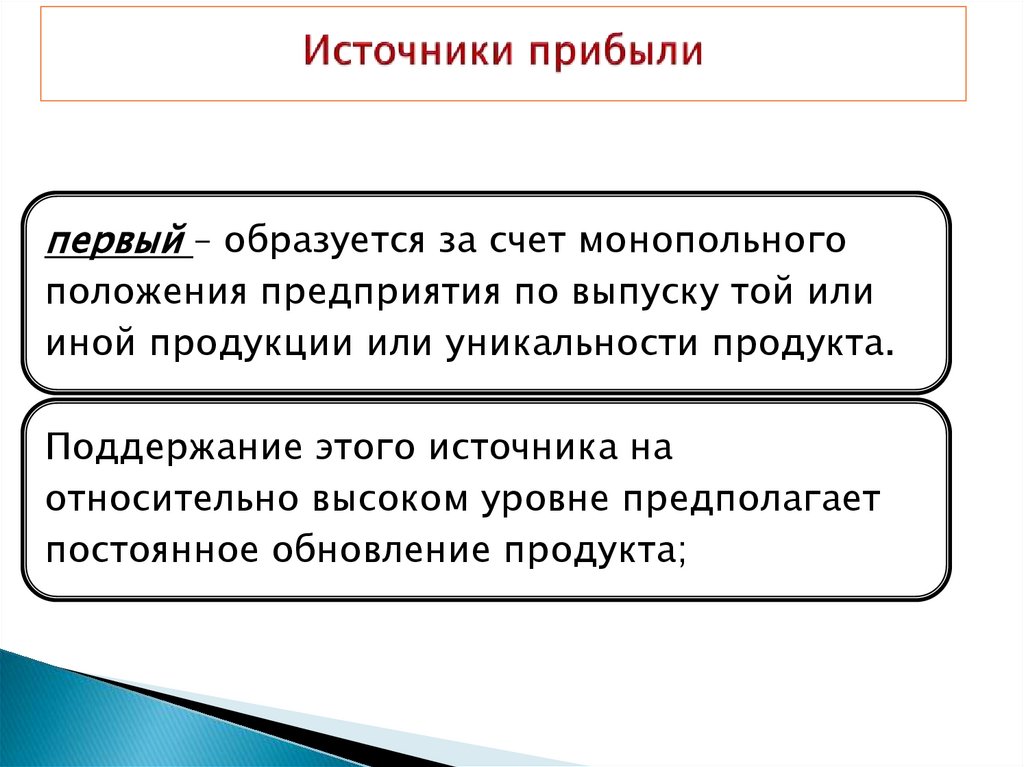 Источники прибыли