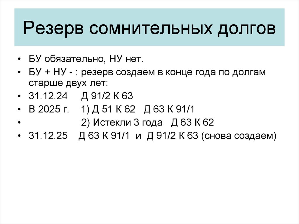 Резерв сомнительных долгов