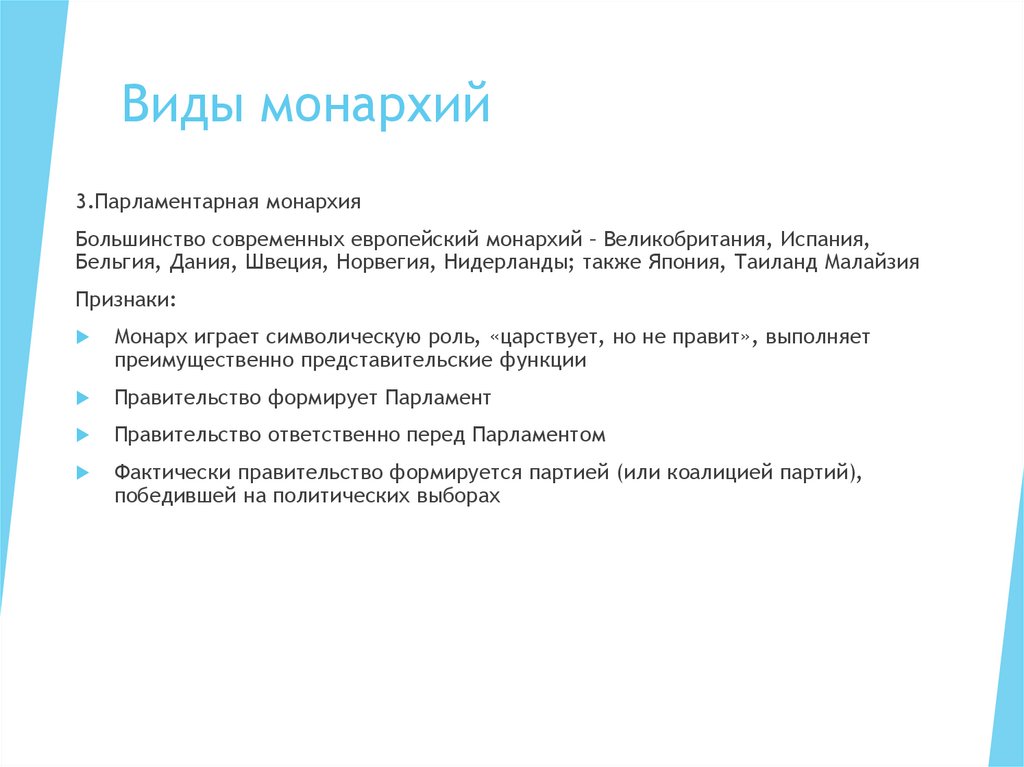 Виды монархий