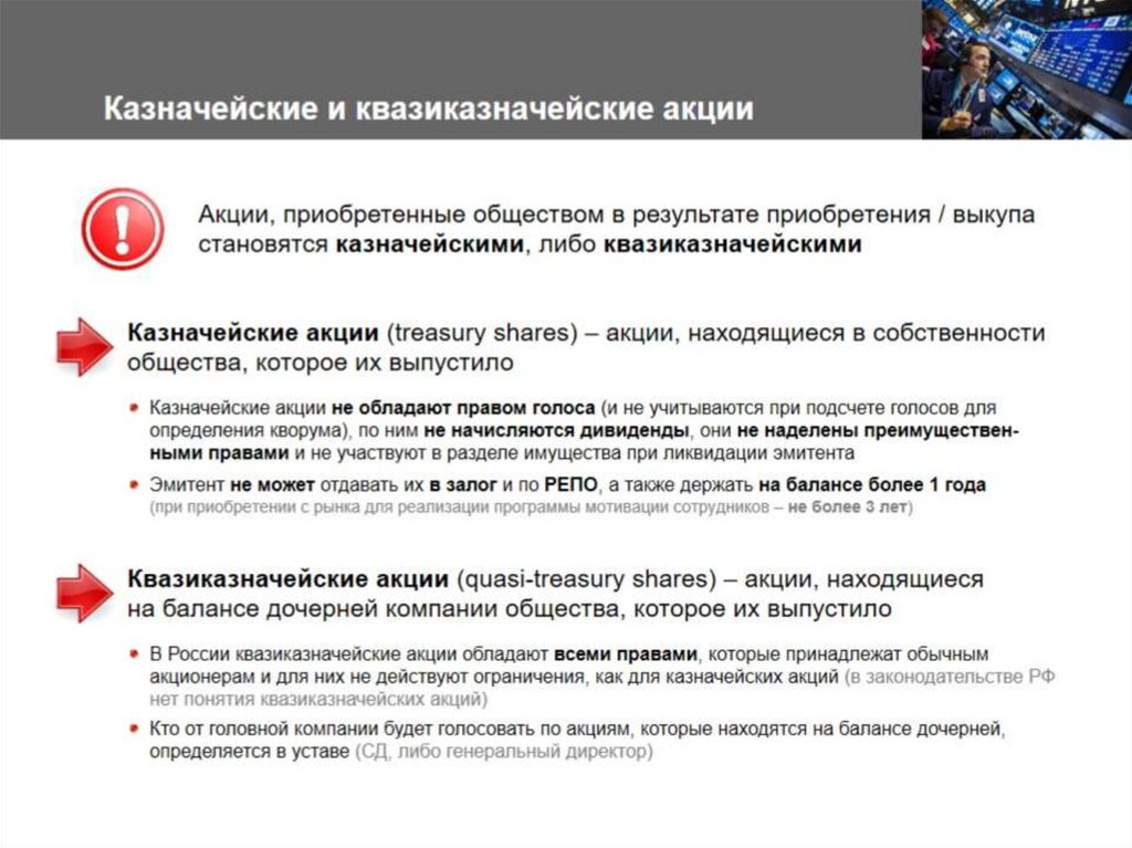 Казначейские и квазиказначейские акции