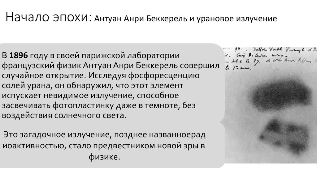 Начало эпохи: Антуан Анри Беккерель и урановое излучение