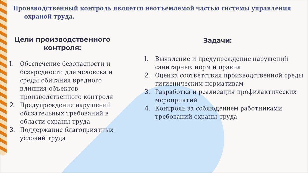 Цели производственного контроля: