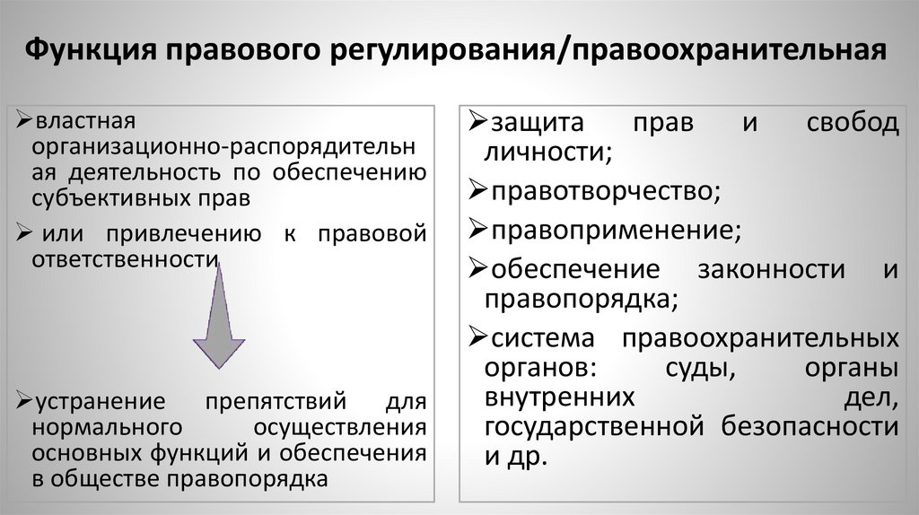 Функция правового регулирования/правоохранительная