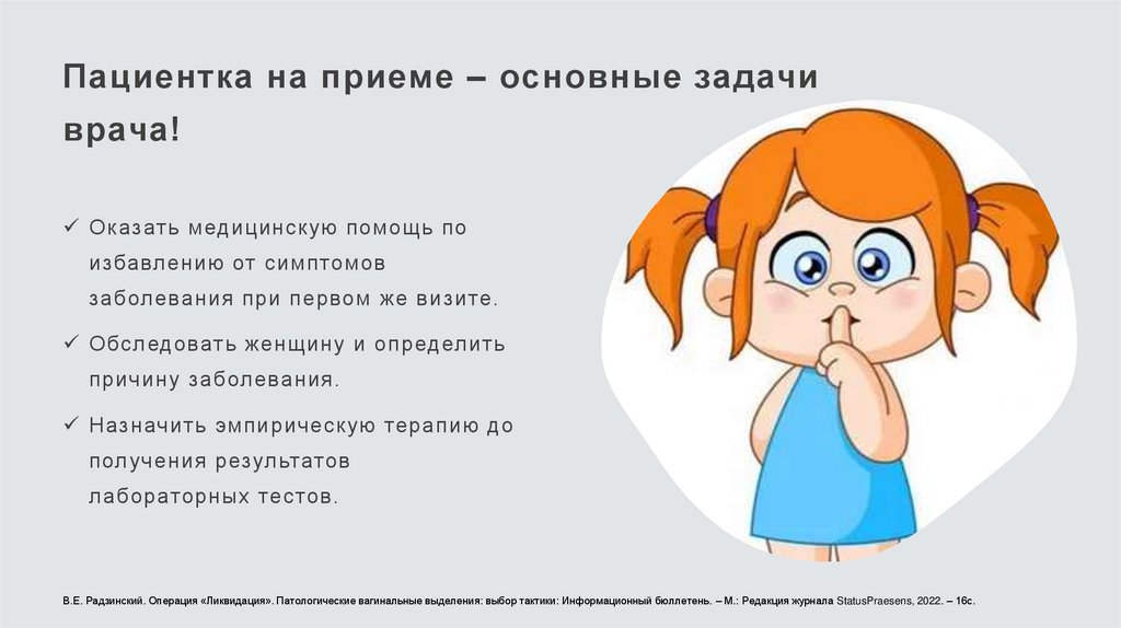 Пациентка на приеме – основные задачи врача!