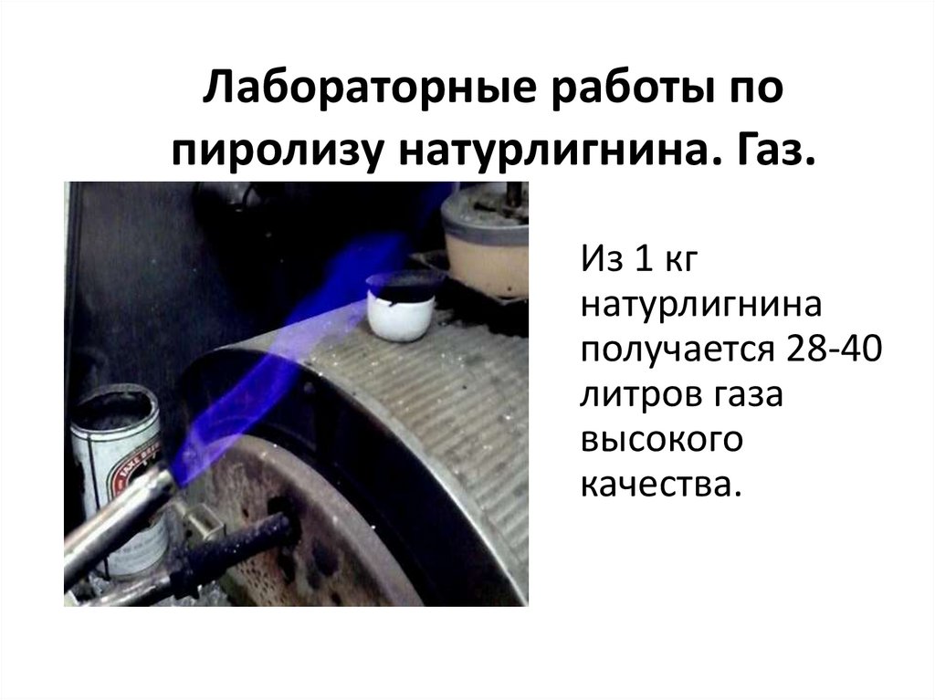 Лабораторные работы по пиролизу натурлигнина. Газ.