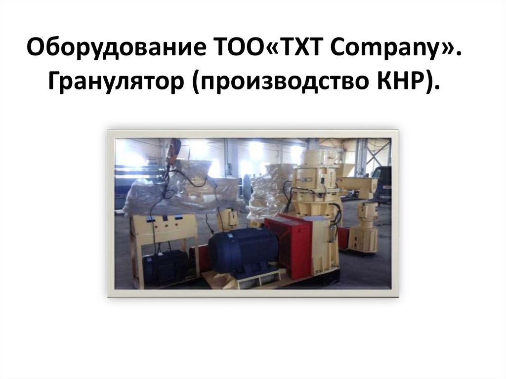 Оборудование ТОО«TXT Company». Гранулятор (производство КНР).