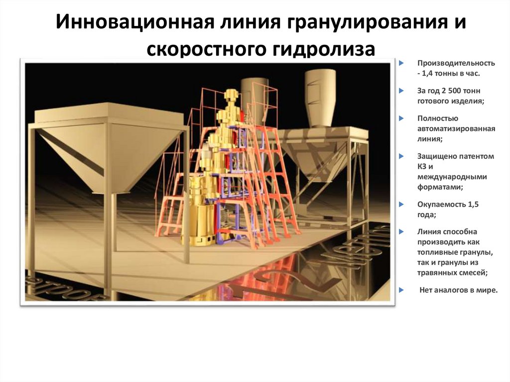 Инновационная линия гранулирования и скоростного гидролиза