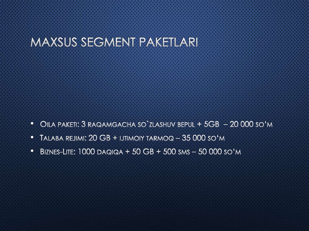 Maxsus segment paketlari