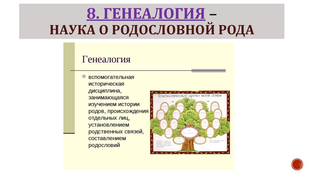 8. Генеалогия – наука о родословной рода