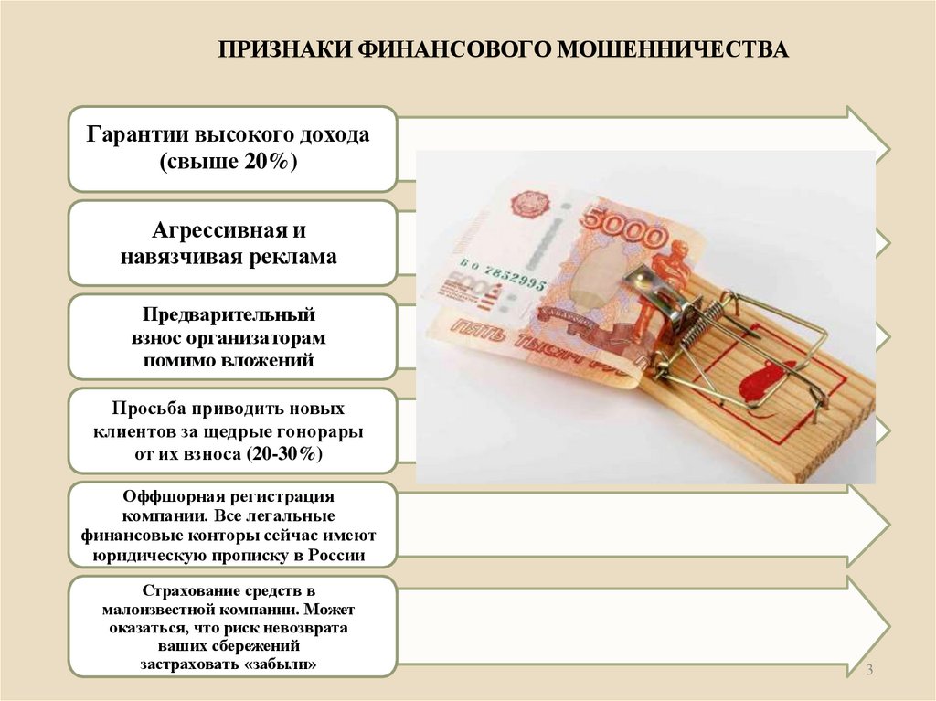 ПРИЗНАКИ ФИНАНСОВОГО МОШЕННИЧЕСТВА