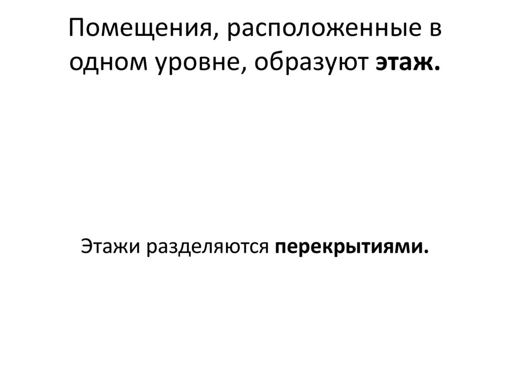 Помещения, расположенные в одном уровне, образуют этаж.