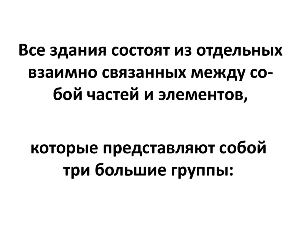 Все здания состоят из отдельных взаимно связанных между со­бой частей и элементов,