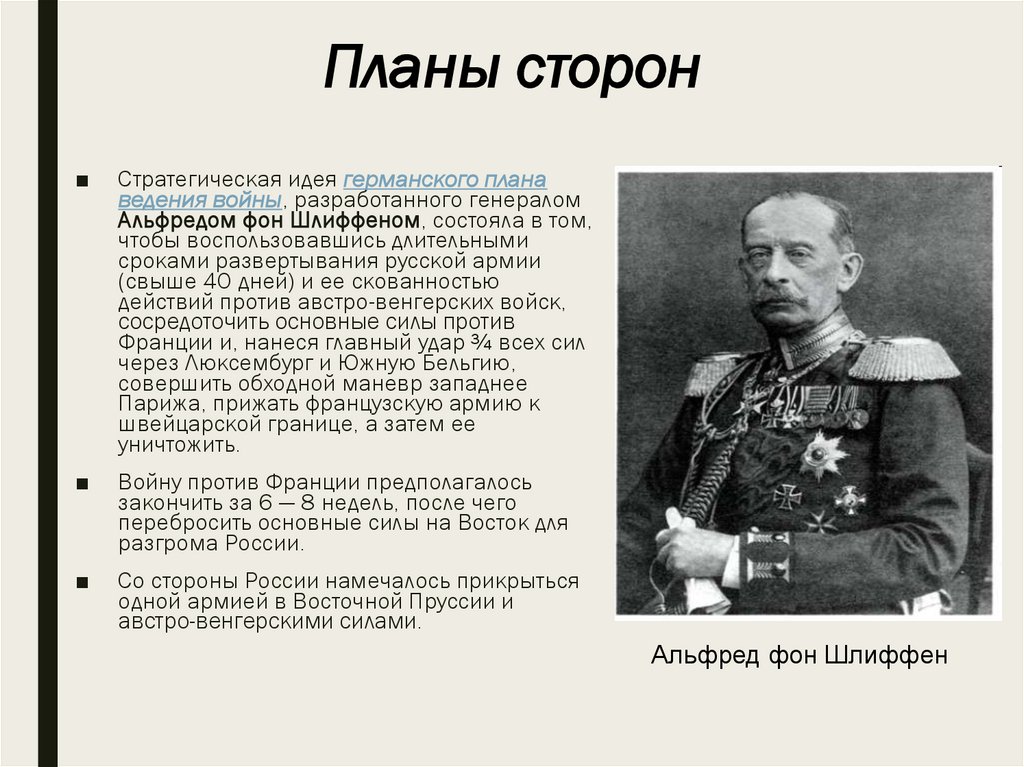 Планы сторон