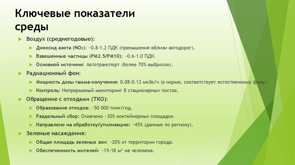 Ключевые показатели среды