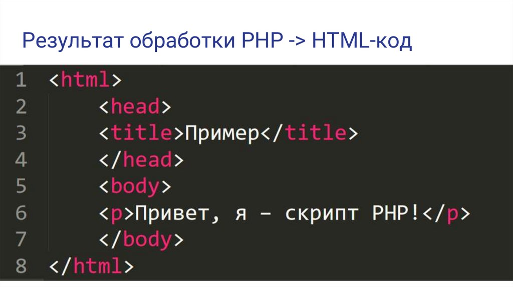 Результат обработки PHP -> HTML-код