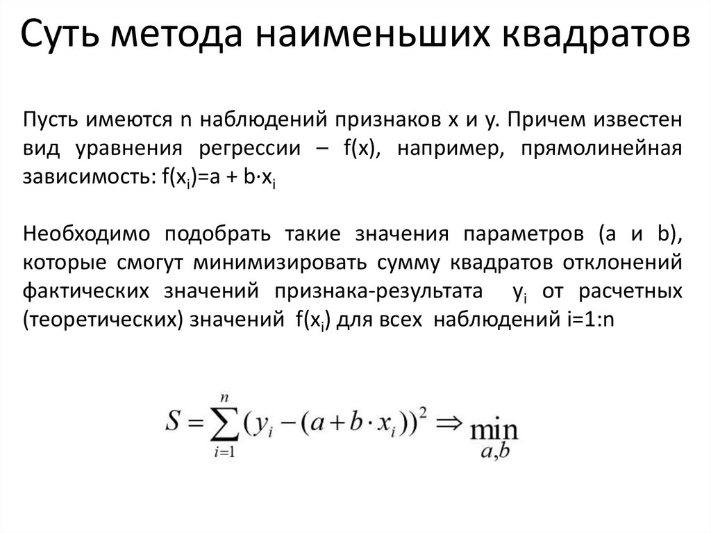 Суть метода наименьших квадратов