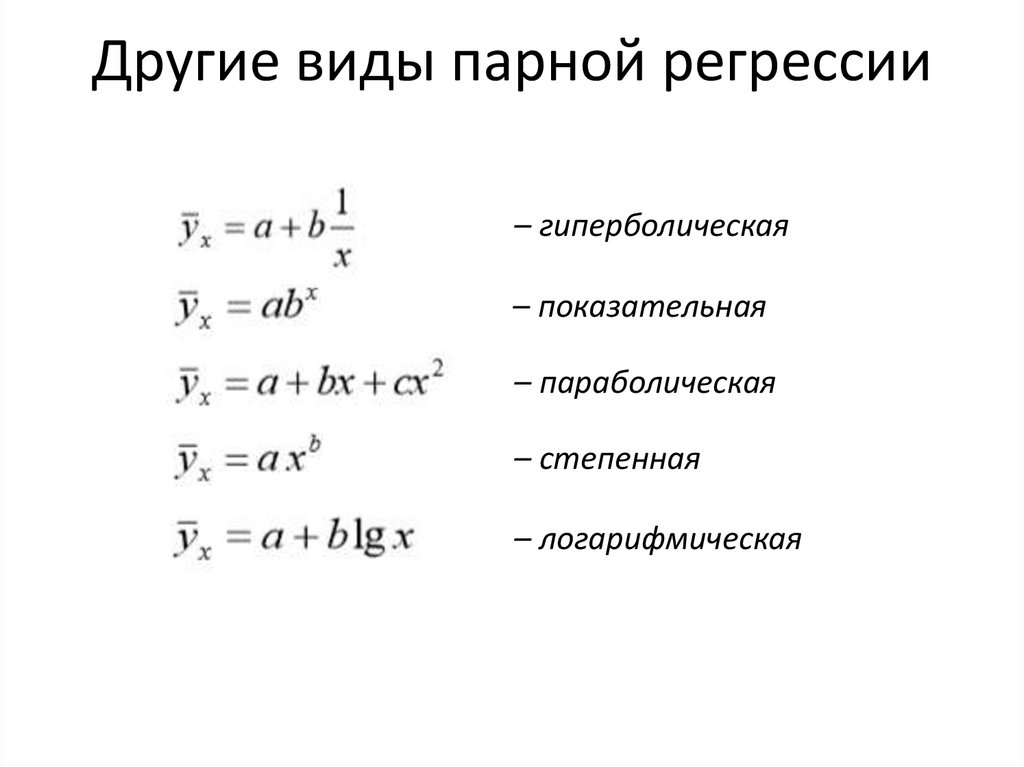 Другие виды парной регрессии