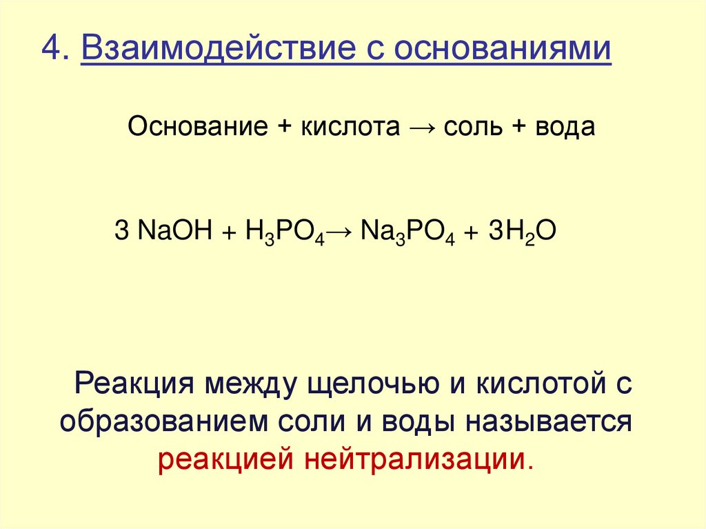 4. Взаимодействие с основаниями