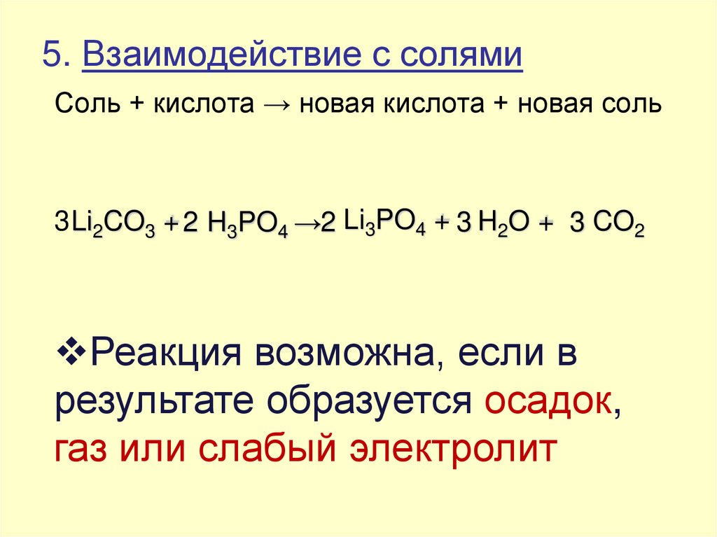 5. Взаимодействие с солями