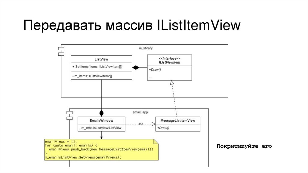 Передавать массив IListItemView