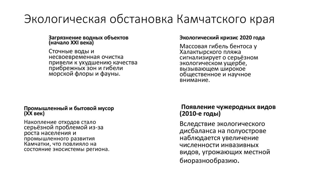 Экологическая обстановка Камчатского края
