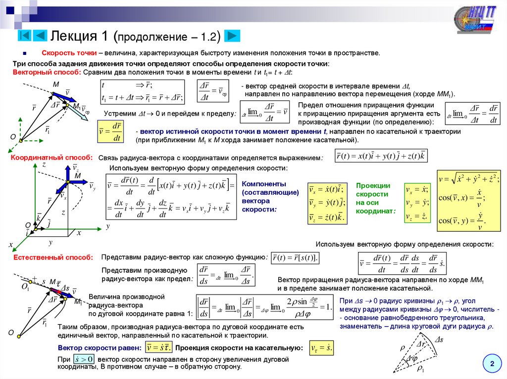 Лекция 1 (продолжение – 1.2)