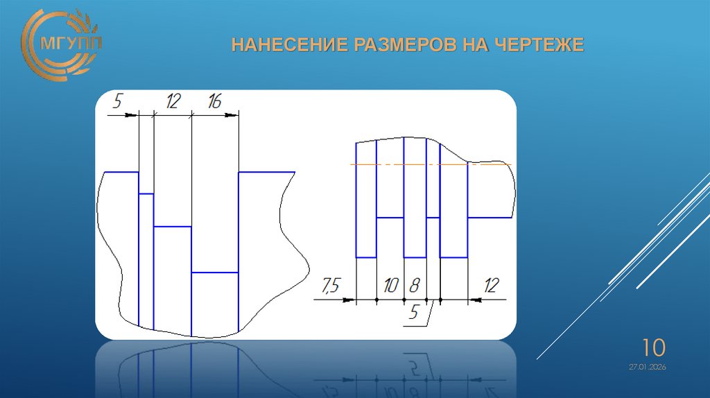 Нанесение размеров на чертеже