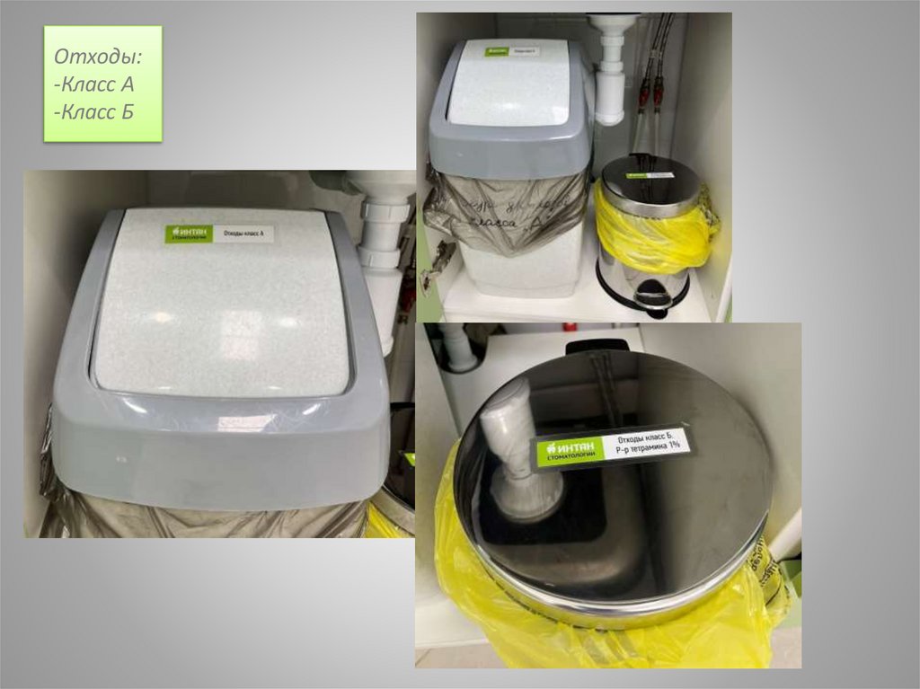 Отходы: -Класс А -Класс Б