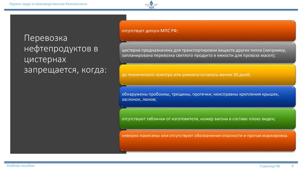 Перевозка нефтепродуктов в цистернах запрещается, когда: