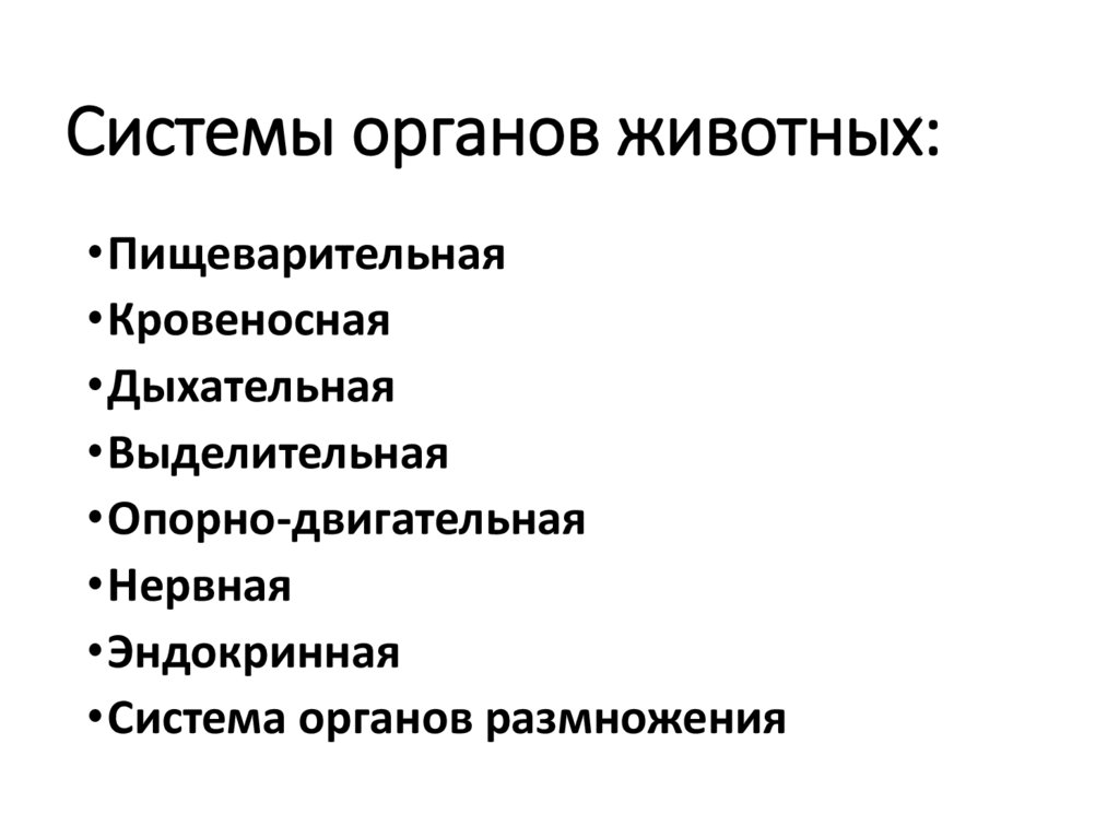 Системы органов животных: