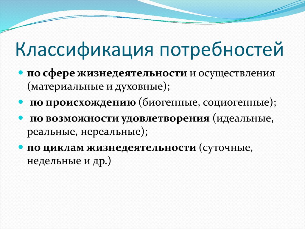 Классификация потребностей