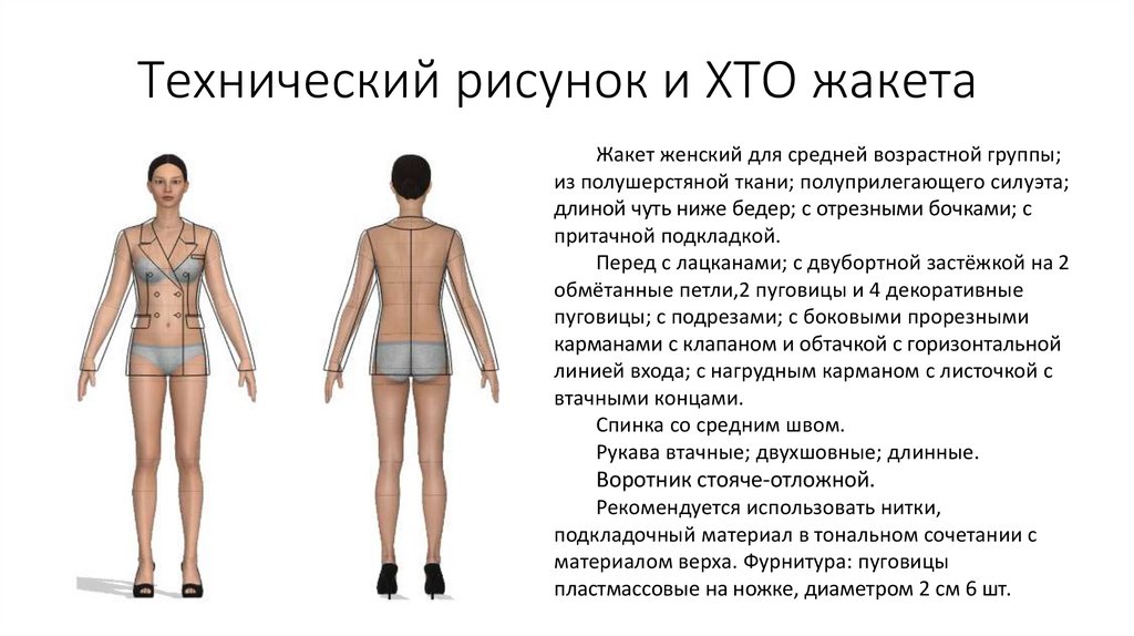 Технический рисунок и ХТО жакета