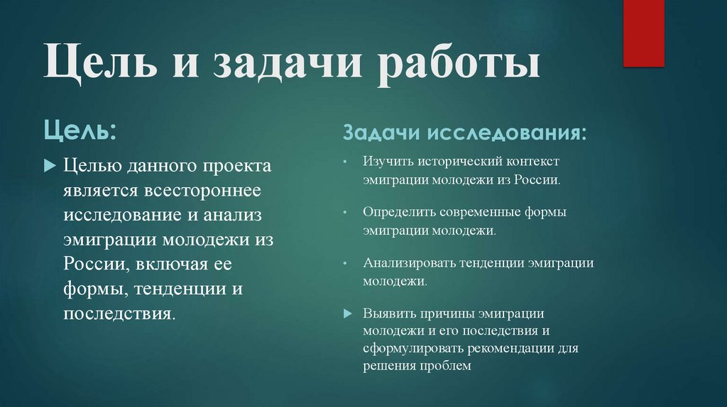 Цель и задачи работы