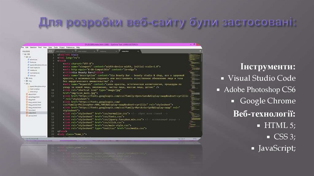 Для розробки веб-сайту були застосовані: