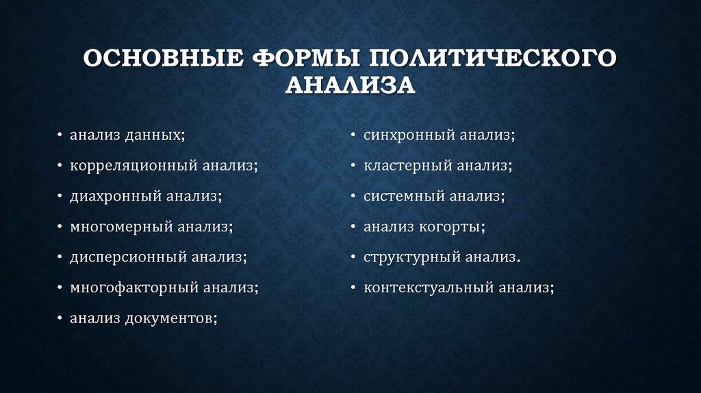 Основные формы политического анализа