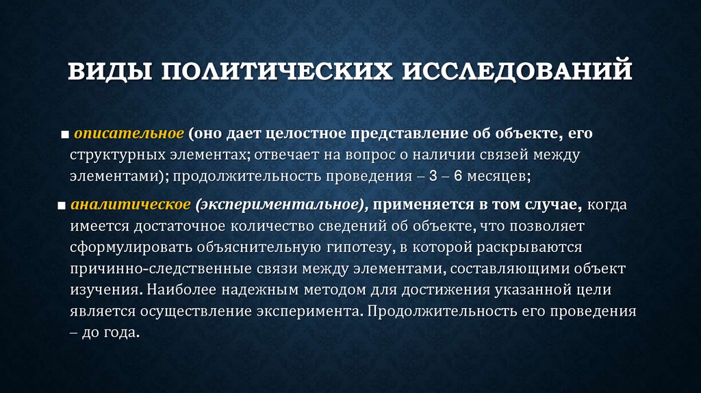 Виды политических исследований