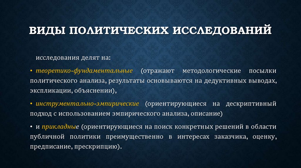 Виды политических исследований