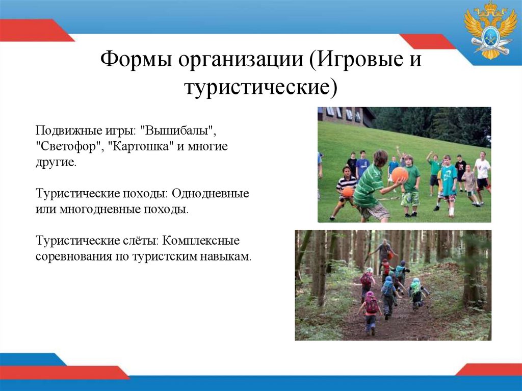 Формы организации (Игровые и туристические)
