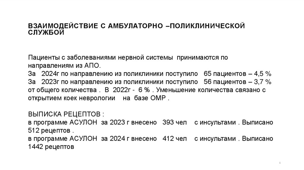 Взаимодействие с амбулаторно –поликлинической службой