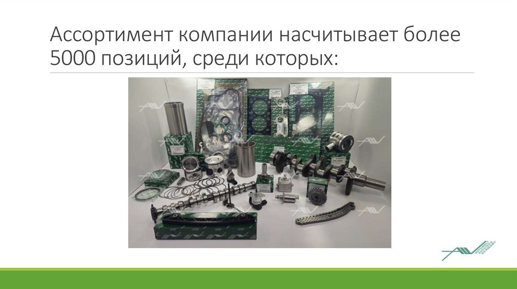 Ассортимент компании насчитывает более 5000 позиций, среди которых: