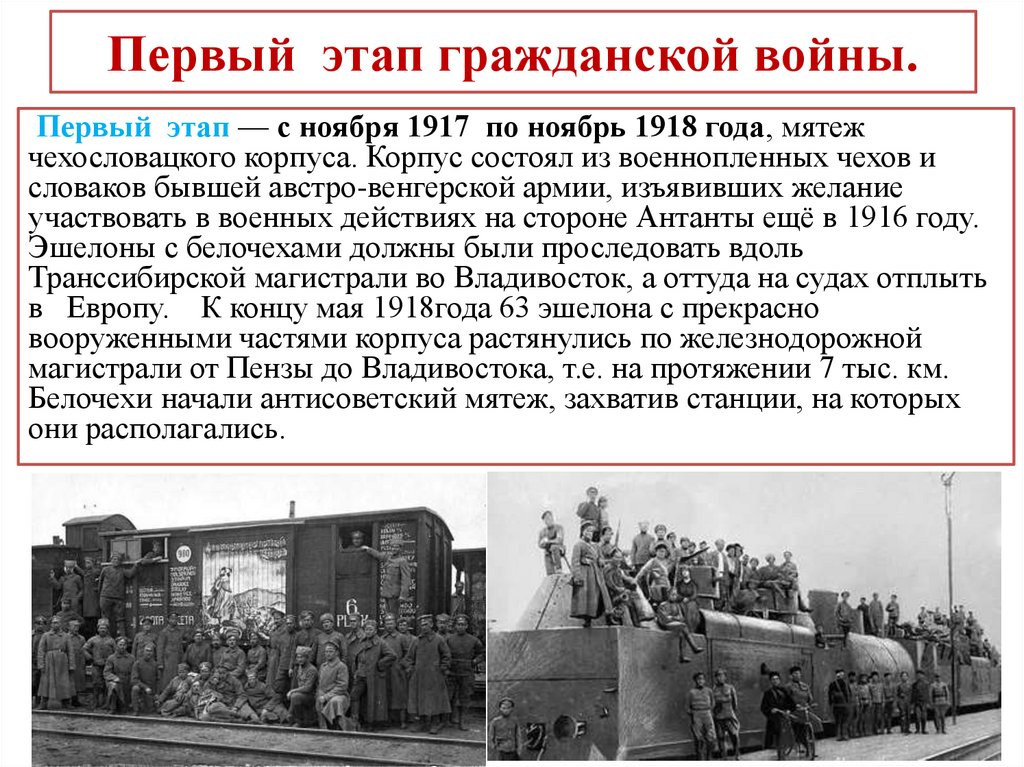 Первый этап гражданской войны.